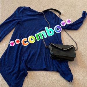 A.N.A blue long sleeve top and black crossbody